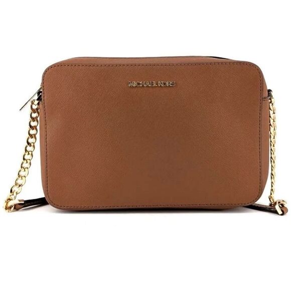 Michael Kors Jet Set Large
Brown Saffiano Leather Top Zip
Crossbody Bag Purse - Picture 1 of 7